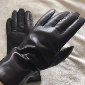 VTG dark brown leather gloves lined classic S M